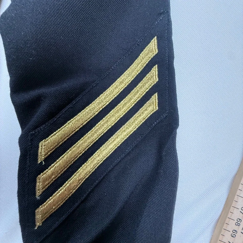 Vintage US Navy Black Wool Sailor Jumper Crackerjack Top Eagle Rating Badge‎ 38R